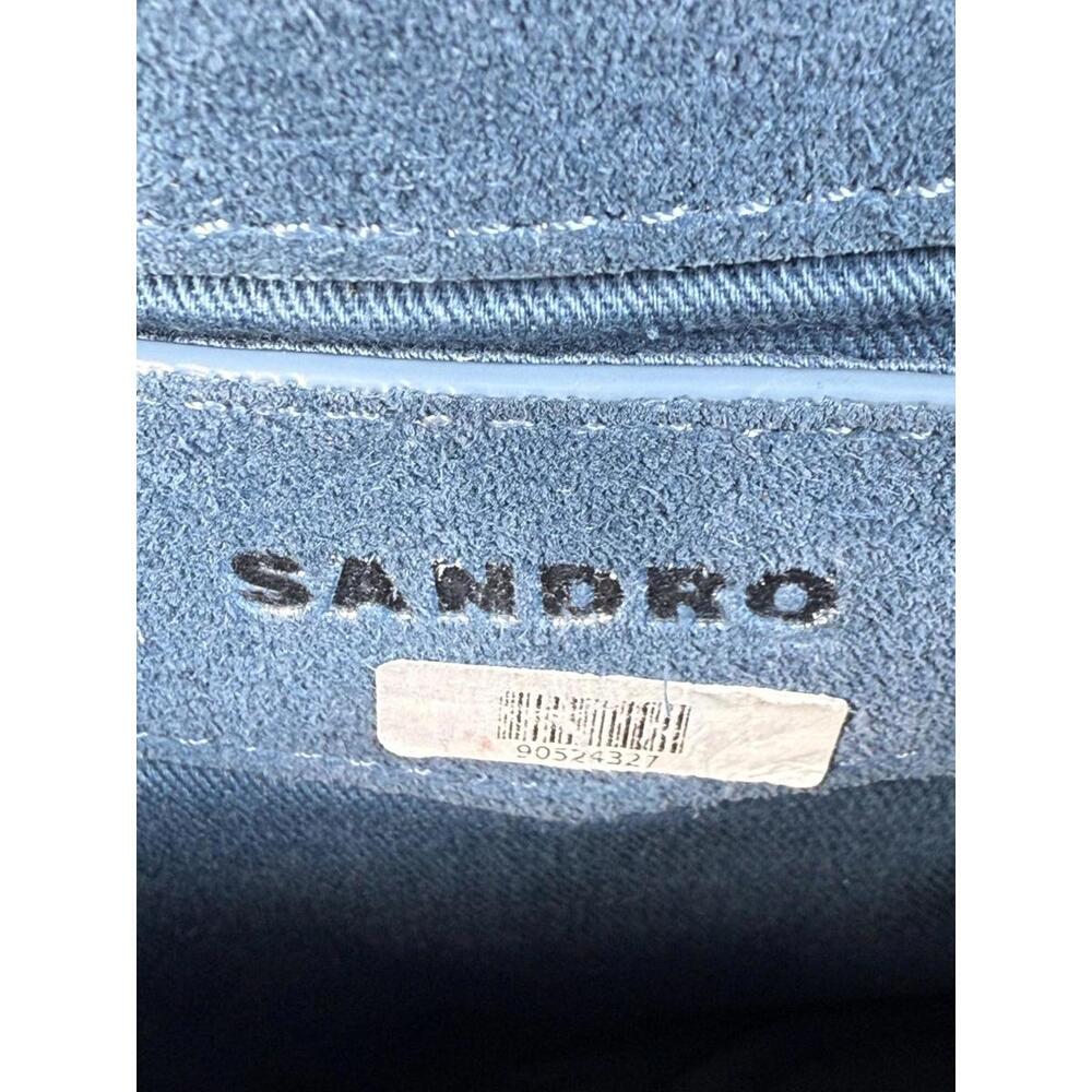 Sandro Blue Raffia YZA Bag with Stains and Hardware Scratch - Picture 10 of 15